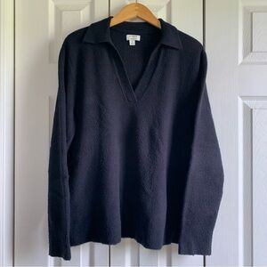 JCREW Extra Soft Black Collared V-Neck Sweater